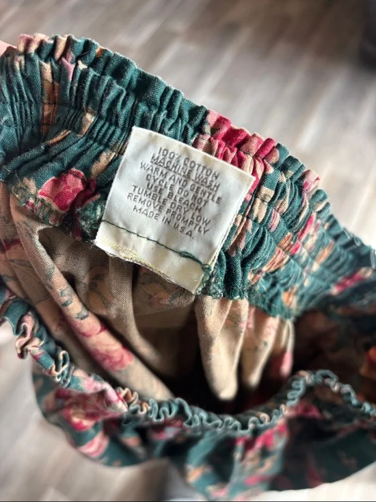 Vera Bradley Vintage (Size S/M/L) Teal Maxi Skirt with Pink Rose Print - Picture 9 of 9